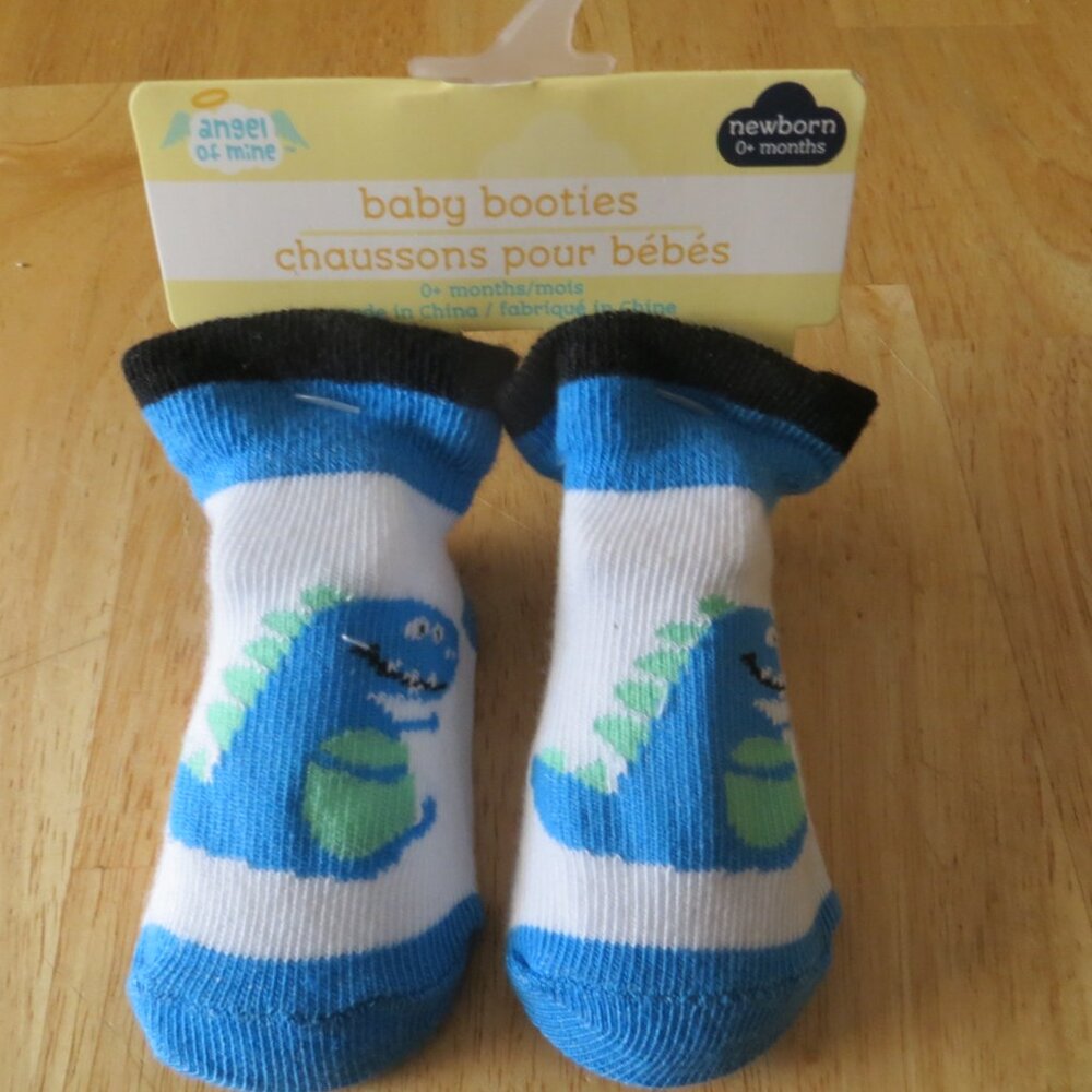 Angel of Mine Baby Booties, Dinosaurs, Newborn 0+ mo.